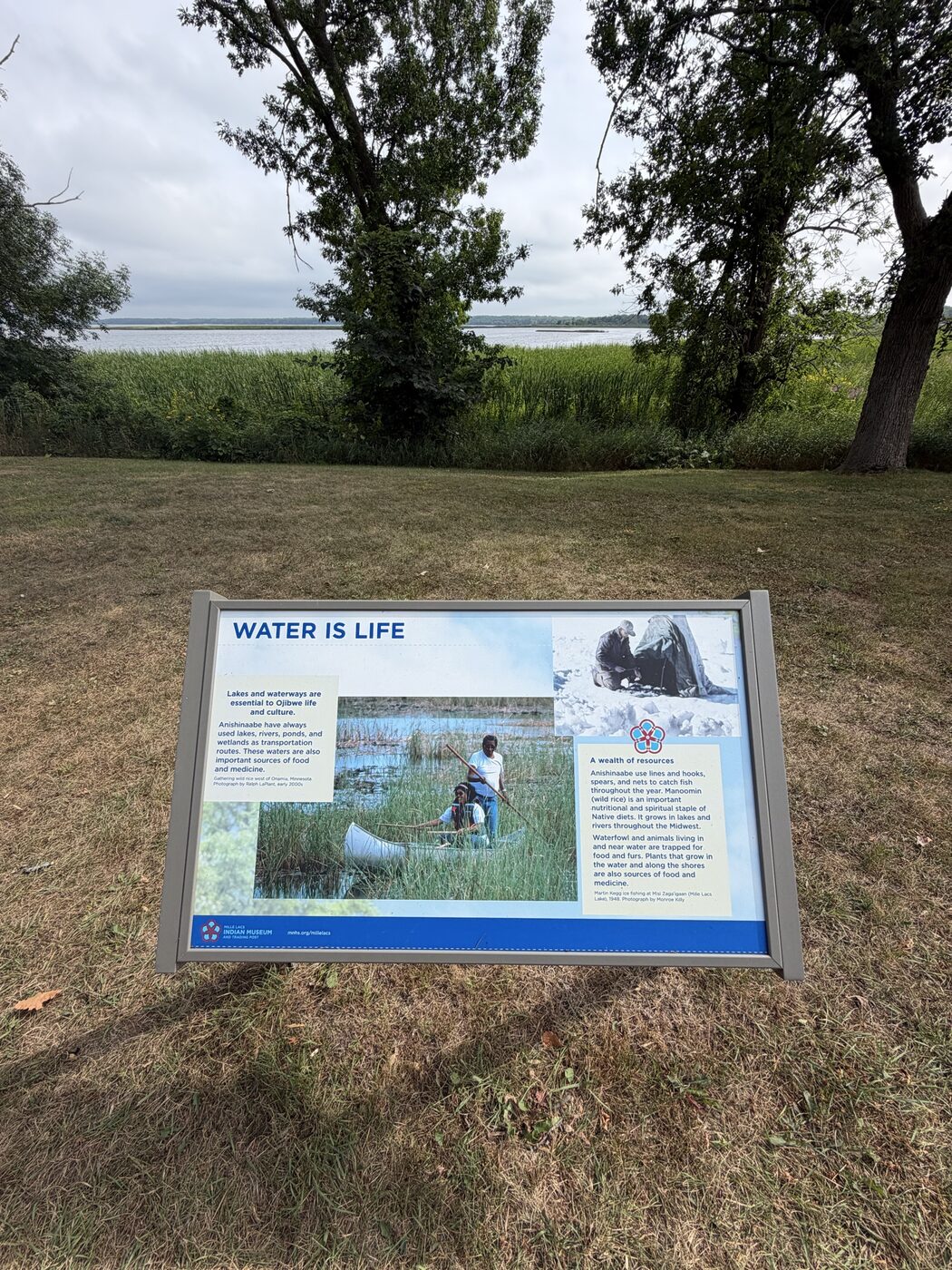 Water is Life sign in front of Mille Lacs Lake
